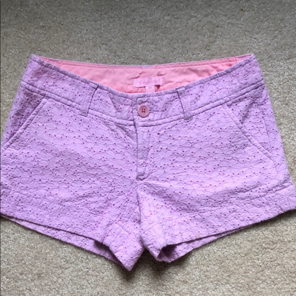 Lilly Pulitzer Lavender Embroidered Floral Short